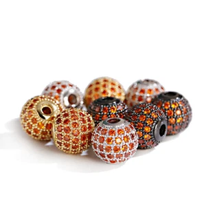 10mm Brass Red Micro Pave Cubic Zirconia Ballls Connector DIY Loose Beads Crafts - Picture 1 of 46