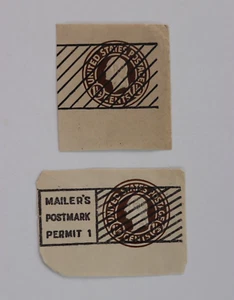 US 1 1/2c George Washington Brown cut square 'MAILERS POSTMARK PERMIT' U481 - Picture 1 of 2