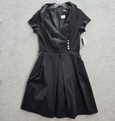 Vestido de mujer Dressbarn 10 negro chal cuello camisa manga corta formal LEER Foto 1 de 4