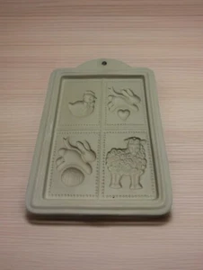Vintage Easter stoneware cookie mold 4 Panel - Picture 1 of 1