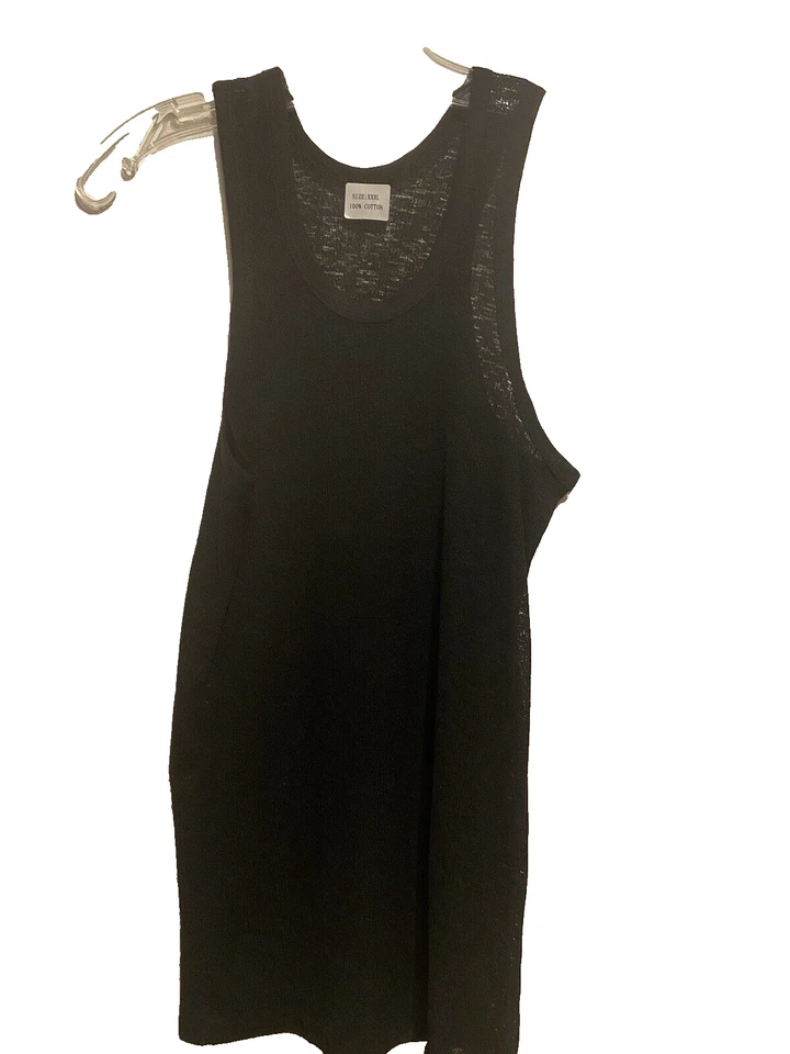 Camiseta sin mangas transparente negra de algodón quemado transparente transparente para hombre nueva sin etiquetas XXXL Foto 1 de 4