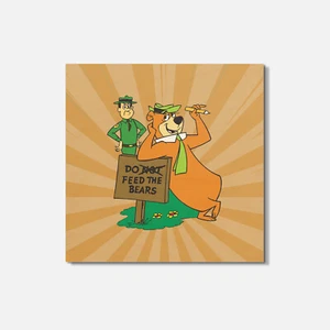 Yogi Bear Feed The Bears cartone animato 4'' x 4'' sottobicchiere quadrato in legno - Foto 1 di 3