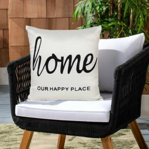 Oussum 18x18" Cushion Cover Home Our Happy Place Bedroom Decorative Pillow Case - Picture 1 of 8
