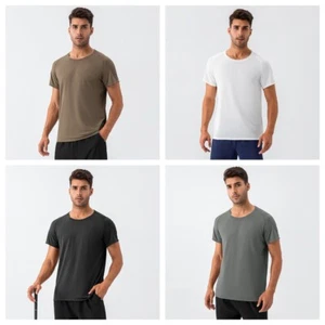 Men Fitness T-Shirt Running Summer Breathable Lightweight Quick Dry Sports Tops - Picture 1 of 14