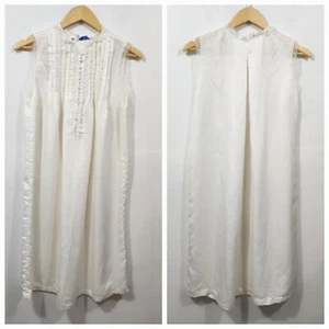 Eve Stillman Hand Embroidered Silk Nightgown Ivory Cottage Peasant Womens Size M - Picture 1 of 13