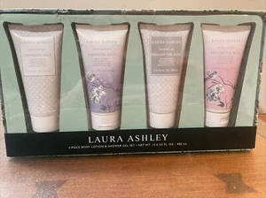 LAURA ASHLEY - Lavender Sage & English Tea Rose 4 Pc BODY LOTION & SHOWER GEL - Picture 1 of 4