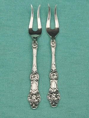 复古 EPNS 40 TH MARTHINSEN 挪威野玫瑰 4 英寸蜗牛叉 2 件装 — 第 1/4 张图片