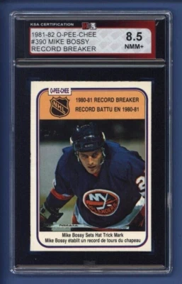 1981-82 OPC MIKE BOSSY (RB) #390 KSA 8.5 NMM+ New York Islanders HOF *PACK-FRESH - Image 1 of 2