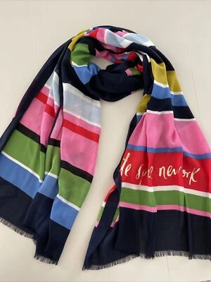 NUEVO CON ETIQUETAS KATE SPADE NEW YORK Sunny Day Stripe bufanda oblonga $98 Foto 1 de 3