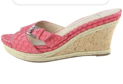 Zapatos de cuña Lisa for Donald J Pliner rosa coral punta abierta talla 9,5 Foto 1 de 4