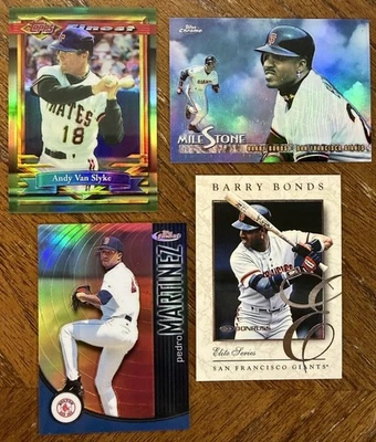 (4) 1994-2001 BASEBALL HOF/STAR SP REFRACTOR #d CARDS BONDS, PEDRO MARTINEZ READ - Image 1 of 4