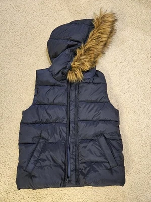 Gap Kids Puffer Vest With Fur Hoodie - Image 1 of 4