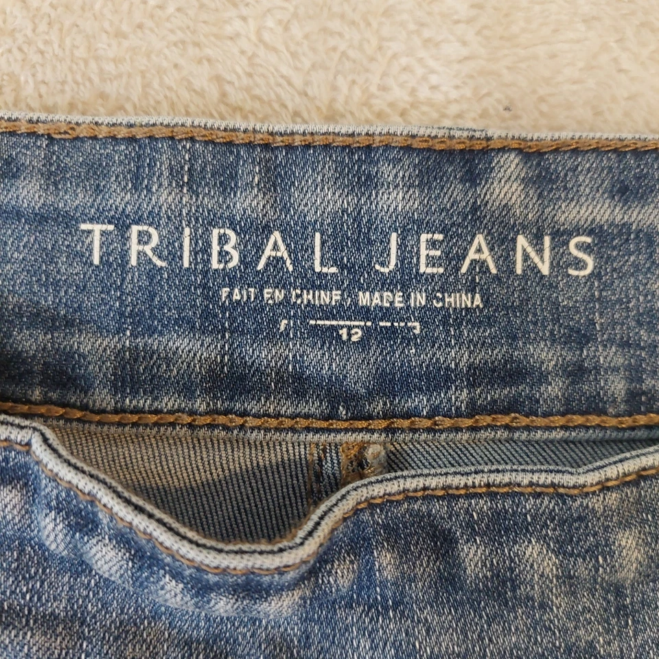 Jeans Tribal Audrey tiro medio tobillo jegging denim lavado claro talla 12 Foto 1 de 4