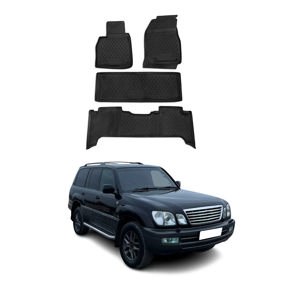OMAC Floor Mats Liner for Lexus LX 470 1998-2007 Black TPE All-Weather 4 Pcs - Image 1 of 4