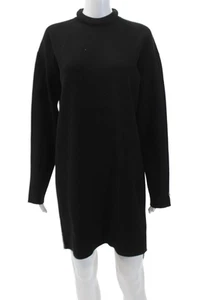 Theory Womens Long Sleeved Knitted Mock Neck Striped Dress Black Size L - Picture 1 of 5