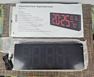 Large Digital Wall Clock with Remote Control 16.6" LED Display Timer USB Powered - Picture 1 of 3