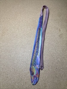 Vintage Ralph Marlin Slippery Dick Fish Herren schmale Krawatte Fischer 1986 - Bild 1 von 5