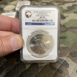 2016-P Australia Kangaroo Silver Dollar Coin -Early Releases- NGC MS70 - Picture 1 of 2