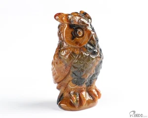 1.8" Empire Red Agate Hand Carved Crystal Owl Sculpture, Crystal Healing - Picture 1 of 5