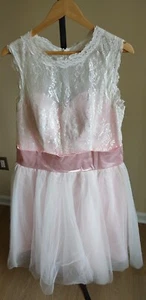 Pink Satin & White Tulle Prom / Bridesmaid / Quinceanera Dress XL-XXL - Picture 1 of 3