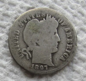 1897-O Barber Silver Dime Rare Key Date New Orleans Mint Good Detail Cleaned - Picture 1 of 4