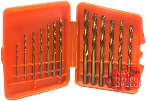 13pc Titanium Drill Bit Set Multi Bits High Speed Steel 1/16" to 11/64" SAE - Picture 1 of 2