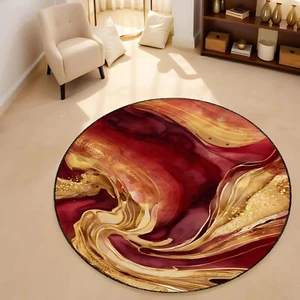Abstract Art Rug, Red Gold Rug, Marble Design Rug, Elegant Room Rug - Picture 1 of 9