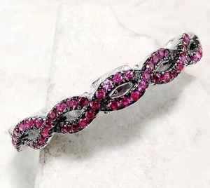 1CT Treated Ruby 925 Solid Sterling Silver Filigree Ring Sz 8 MP6 - Imagen 1 de 4