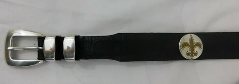 New Orleans Saints Leather Unisex Belt Black with Conchos Size 28-46 Color Cover