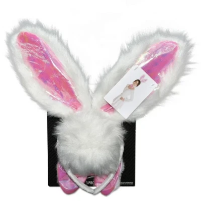 Kit de conejito de Halloween conjunto de 3 piezas diadema pajarita y cola para mujer lindo conejo ~ Nuevo Foto 1 de 4