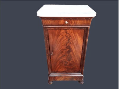 COMODINO CON MARMO IN MOGANO INTEGRO ORIGINALE EPOCA 800' RESTAURATO - Immagine 1 di 4