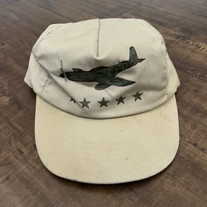 Vintage Levi’s Aviation Military Plane Youth SnapBack Hat 80s Made In USA Beige - Picture 1 of 5