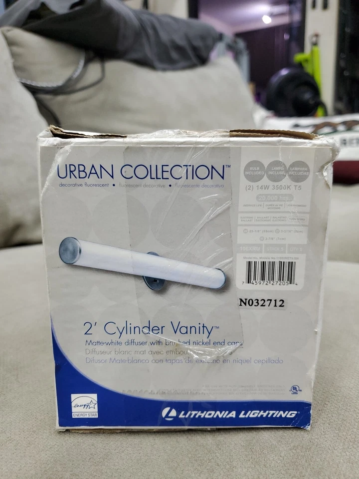 Lithonia Lighting Contemporary Cylinder 3k LED Vanity Light 2-foot Brushed