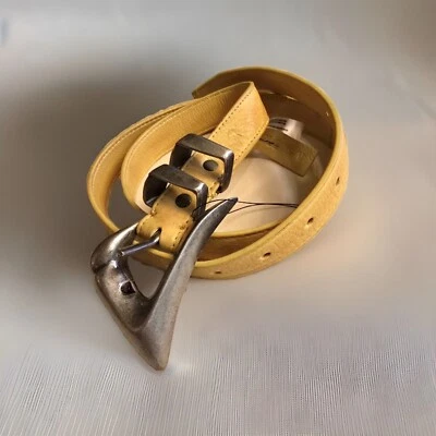 FREE PEOPLE Billie Leather Belt Honey Yellow S/M - Image 1 of 3