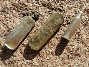 WWI WW1 Set of 3 Original Brass Petrol Lighters (1542) - Picture 1 of 7