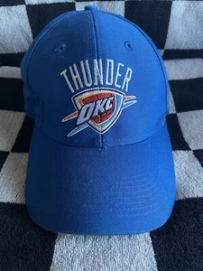 Oklahoma City Thunder Hat Cap Strap Back Adult Blue Adidas Cotton Twill NBA OKC - Picture 1 of 16