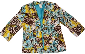 Lavender and Honey Women's Boho Blazer Jacket Blue Brown Size Small Preowned - Picture 1 of 13