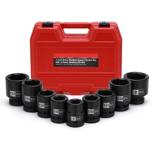 1” Drive Spindle Axle Nut Impact Socket Set 1" to 2", 9PCS 6-Point, SAE, CR-MO - Picture 1 of 6