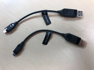 2X OEM Motorola Charge & Sync 6in Micro USB Data Cable  SKN6434A  - Image 1 of 2