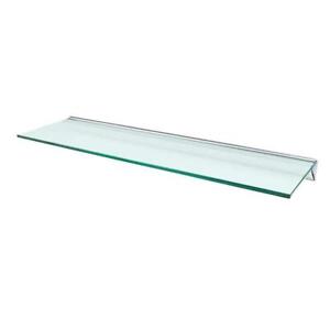 Wallscapes Modern Glacier Opaque Glass Shelf With Silver Aluminum Bracket Kit