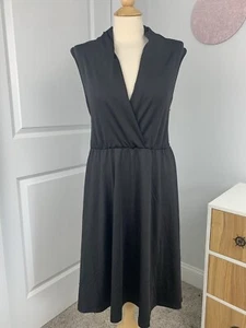 NEW Love x Design Size Large Black Sleeveless Dress, Knee Length Deep V Neckline - Picture 1 of 8