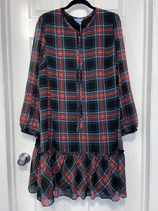 Draper James Rosanne in Georgia Plaid Long Sheer Sleeve Dress Size: 2X - Picture 1 of 14