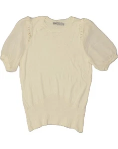 OASIS Womens Short Sleeve Crew Neck Jumper Sweater UK 12 Medium Off White BF05 - Picture 1 of 3