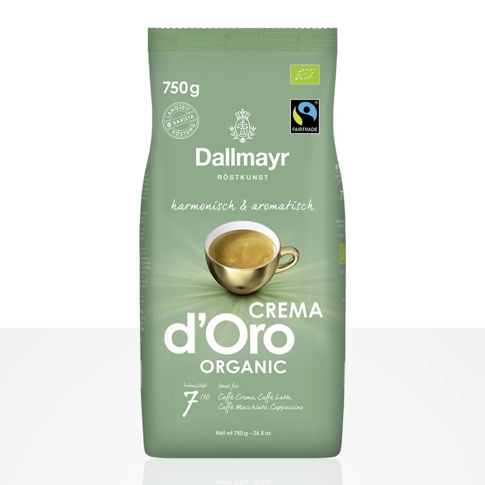 Dallmayr Crema d'Oro Organic 750g Kaffeebohnen, 100% Arabica, Bio-Kaffee
