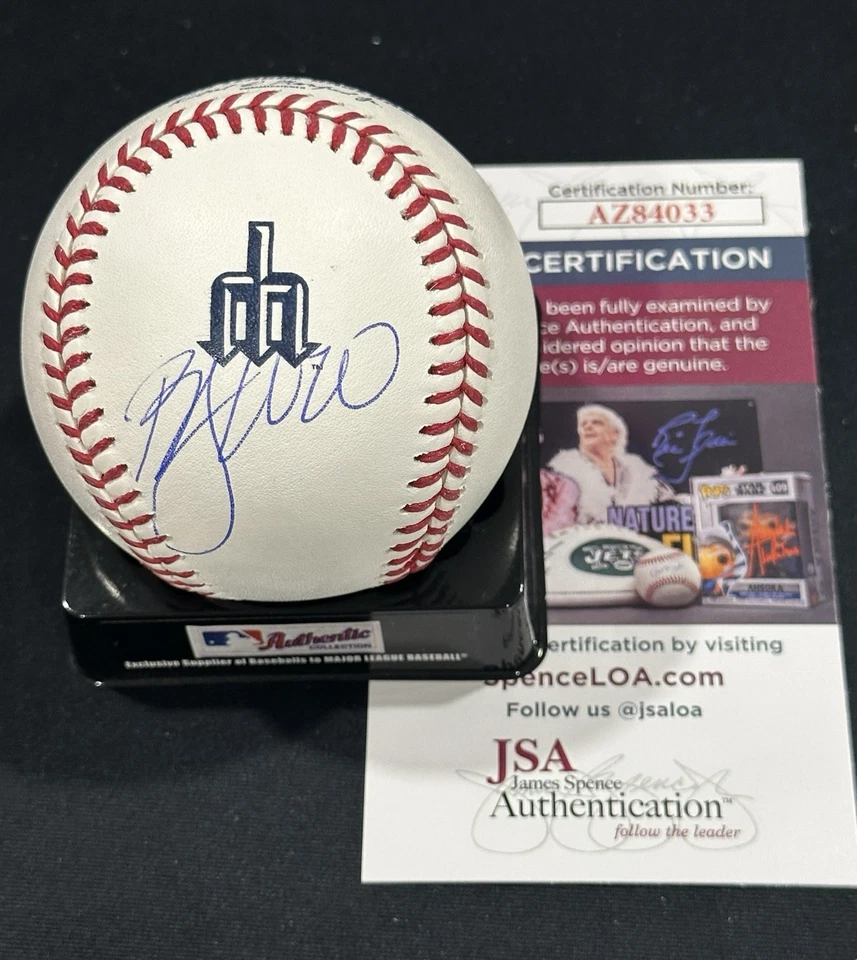 Bryan Woo Signed Mariners City Connect Baseball Autographed Auto ~ JSA COA - Image 1 of 2