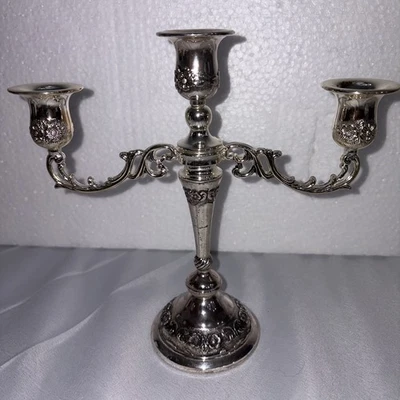 Candelabro vintage Godinger 3 brazos plateado diseño floral  Foto 1 de 4