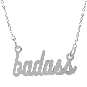 Adornia Cursive Badass Necklace Silver - Picture 1 of 2
