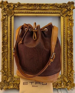 ETRO SECCHIELLO BUKET Paisley Jacquard e Pelle VINTAGE - Imagen 1 de 24