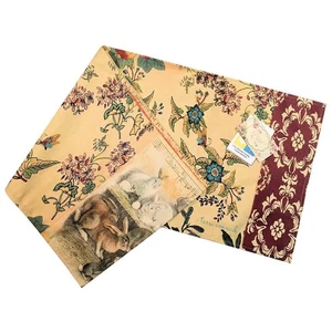 Bunnies Rabbit Field Day Table Runner 4 Seasons Indoor Outdoor Tan 13x72" NEW - Picture 1 of 6