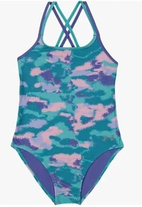 Under Armour Girl's Sz 5 One-Piece Swimsuit Radial Turquoise Camo NWT - Picture 1 of 4